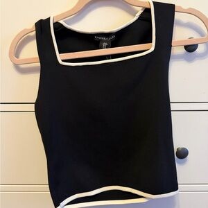 Sincerely Jules Black Crop Top with White Trim and Skirt